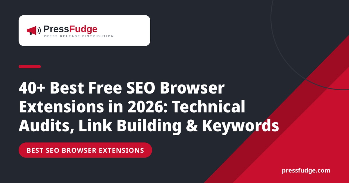 Best free SEO browser extensions 2026 — PressFudge guide cover