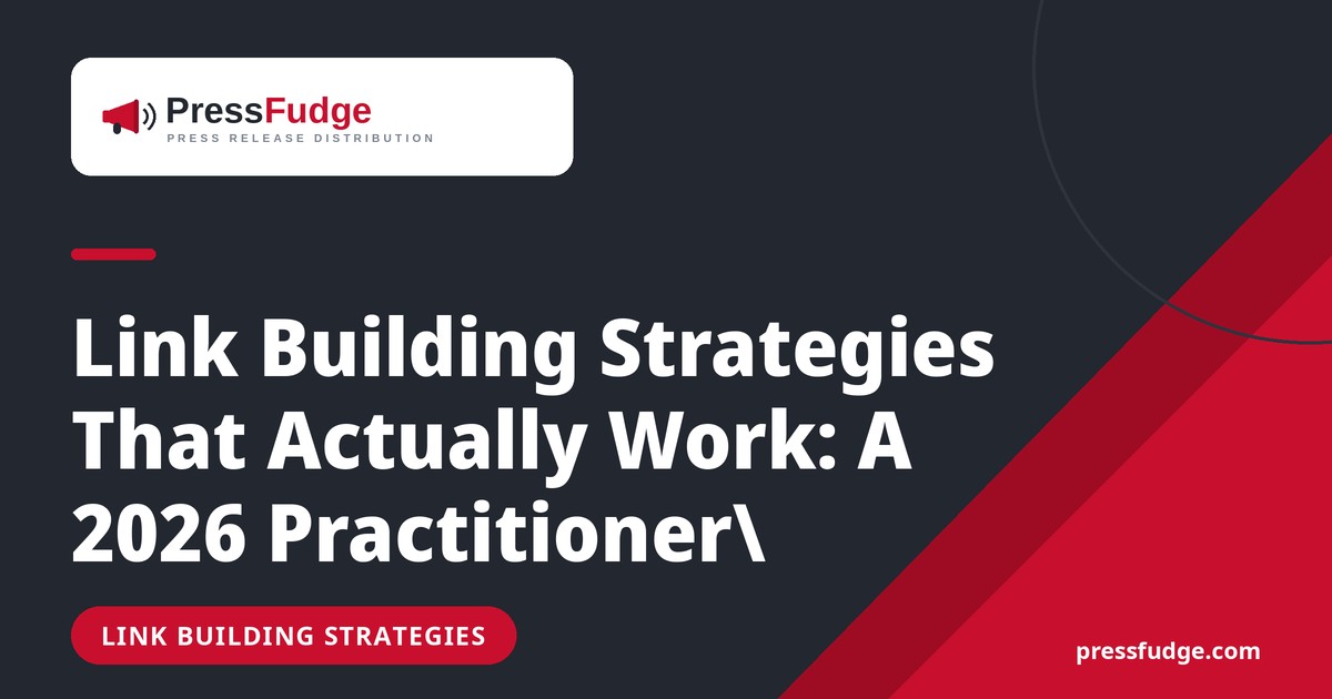 Link building strategies that work: a 2026 practitioner's guide — PressFudge blog cover