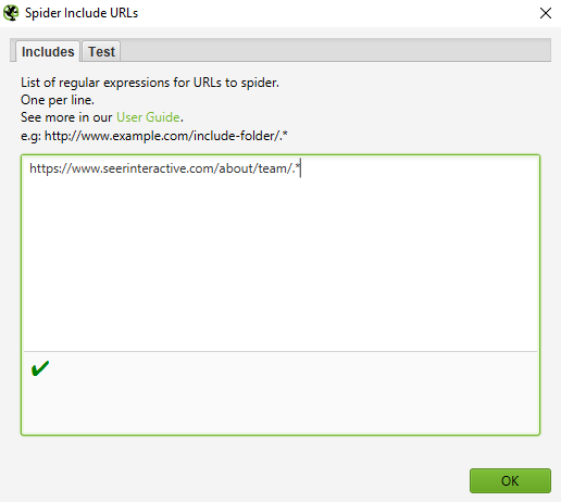 Starting a site crawl in Screaming Frog SEO Spider